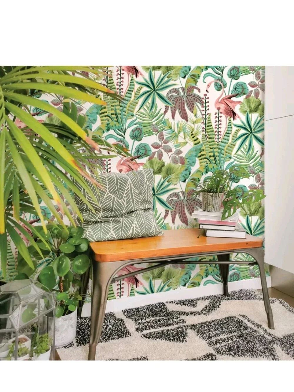 Tempaper Flamingo Daydream Cactus Rose Peel and Stick Wallpaper
